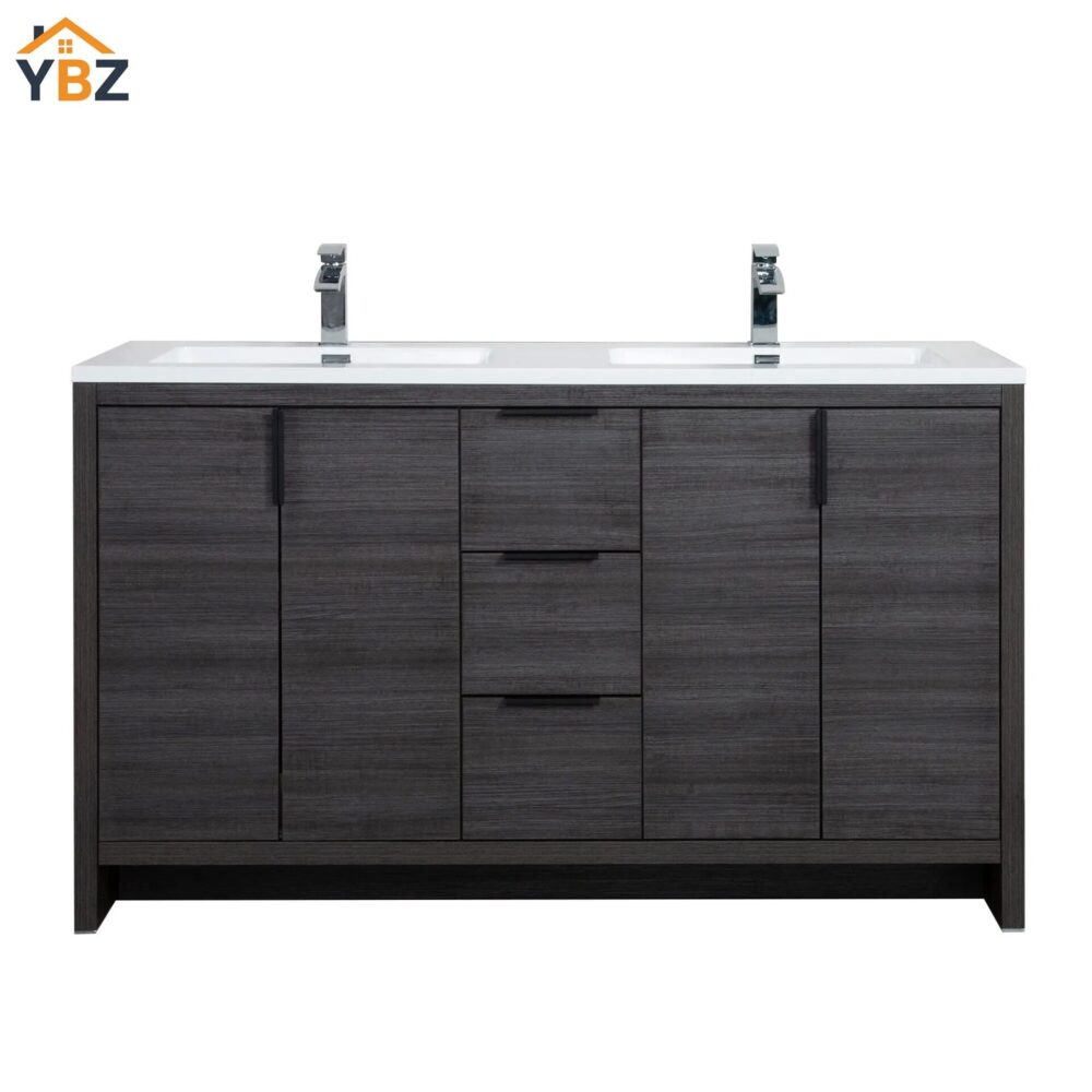 1 Evana 24''30''40''48''60'' Leached Oak Freestanding Bathroom Vanity with White Single Sink