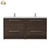 Allier 60'' 72'' G.oak Freestanding Vanity with Double White Glossy Sink