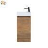 Mini 15 3/4" Freestanding Vanity Space-Saving Bathroom Sink Cabinet – Leached Oak/T.Oak