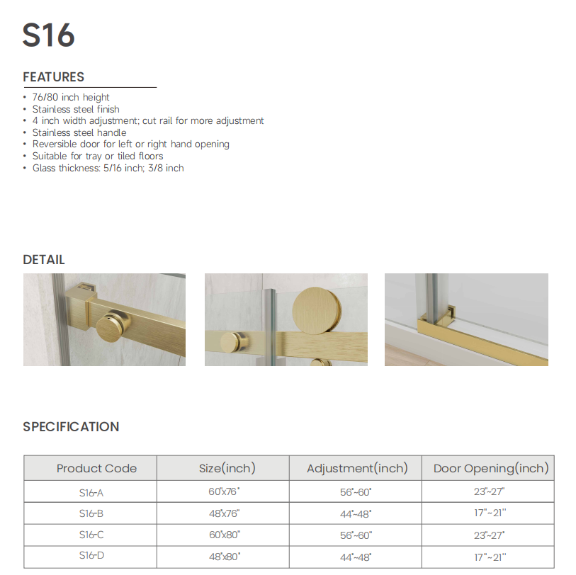 11 Frameless Double Sliding Shower Door S16