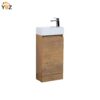 Mini 15 3/4" Freestanding Vanity Space-Saving Bathroom Sink Cabinet – Leached Oak/T.Oak
