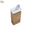 Mini 15 3/4" Freestanding Vanity Space-Saving Bathroom Sink Cabinet – Leached Oak/T.Oak