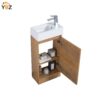 Mini 15 3/4" Freestanding Vanity Space-Saving Bathroom Sink Cabinet – Leached Oak/T.Oak