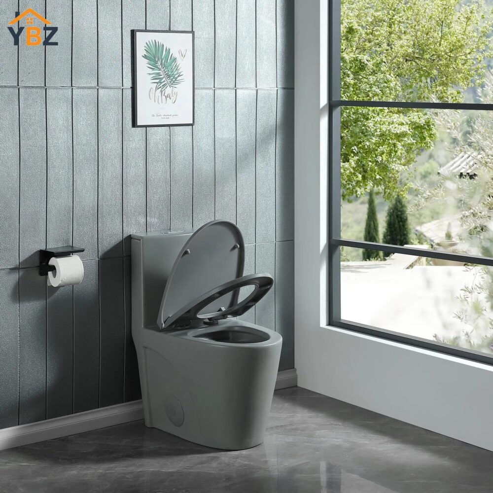 12 Glossy White One-Piece Ceramic Toilet 1.1/1.6 GPF Dual Flush with Soft Close Seat Close Seat 4 colors to choose from