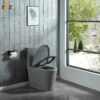 12 Glossy White One-Piece Ceramic Toilet 1.1/1.6 GPF Dual Flush with Soft Close Seat Close Seat 4 colors to choose from