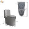 Light Grey Siphonic 1.6 GPF Dual Flush Ceramic One-Piece Toilet with Soft Close Seat 3 colors to choose from