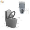 13 Glossy White One-Piece Ceramic Toilet 1.1/1.6 GPF Dual Flush with Soft Close Seat Close Seat 4 colors to choose from