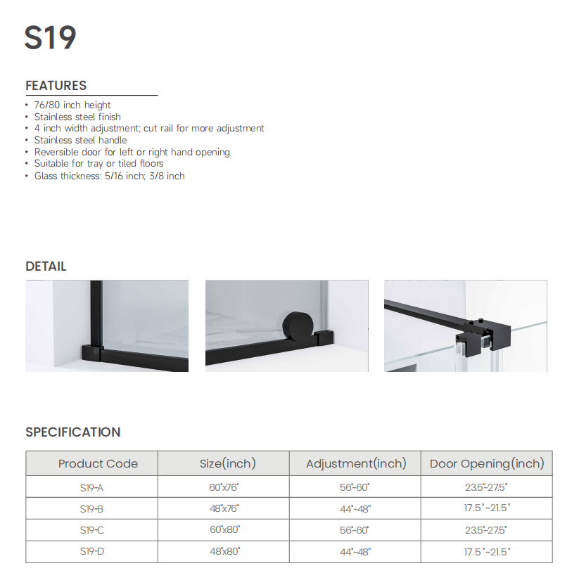 14 Frameless Double Sliding Shower Door S19