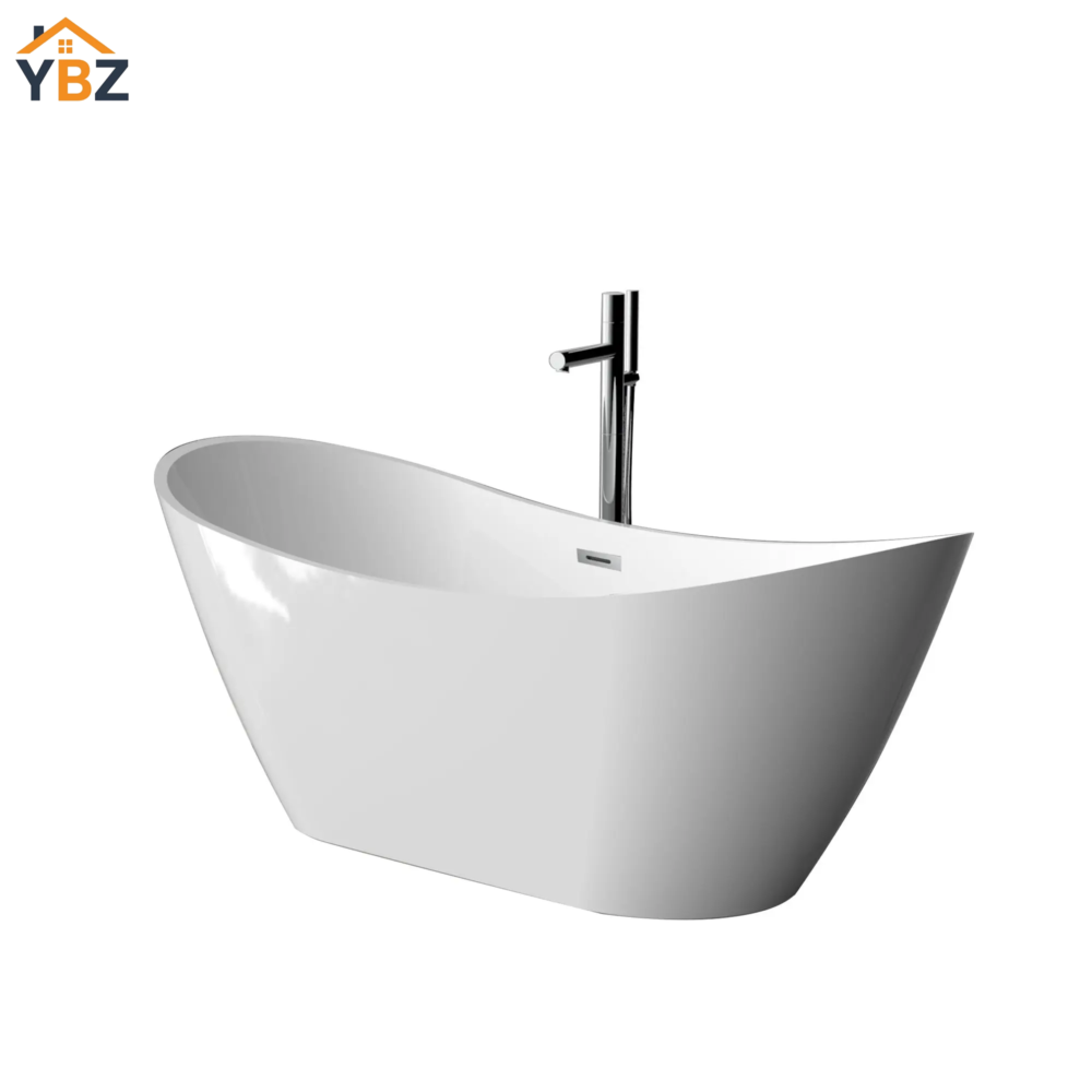 2 Sky Freestanding Acrylic Bathtub Crescent Shaped Glossy White (59''/67'')