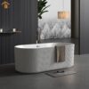 2 Harp Freestanding Acrylic Bathtub with Unique Ribbed Design 59''/67''