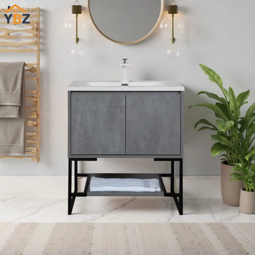 Three colors to choose from- Allen 30'' Freestanding Single Vanity with Solid Surface Basin