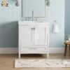2 30'' Solid Wood Single Sink Bathroom Vanity with Marble Countertop,Three colors to choose from