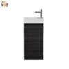 Mini 15 3/4" Freestanding Vanity Space-Saving Bathroom Sink Cabinet – Leached Oak/T.Oak