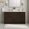 Allier 60'' 72'' G.oak Freestanding Vanity with Double White Glossy Sink