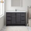 2 Evana 24''30''40''48''60'' Leached Oak Freestanding Bathroom Vanity with White Single Sink
