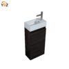 Mini 15 3/4" Freestanding Vanity Space-Saving Bathroom Sink Cabinet – Leached Oak/T.Oak