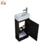 Mini 15 3/4" Freestanding Vanity Space-Saving Bathroom Sink Cabinet – Leached Oak/T.Oak