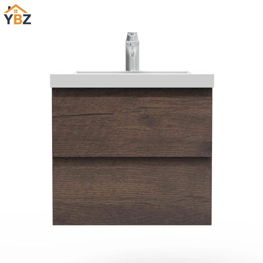 Angela 24''30''36''48''60'' Floating Single Vanity Rose Wood with White Countertop