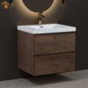 Angela 24''30''36''48''60'' Floating Single Vanity Rose Wood with White Countertop
