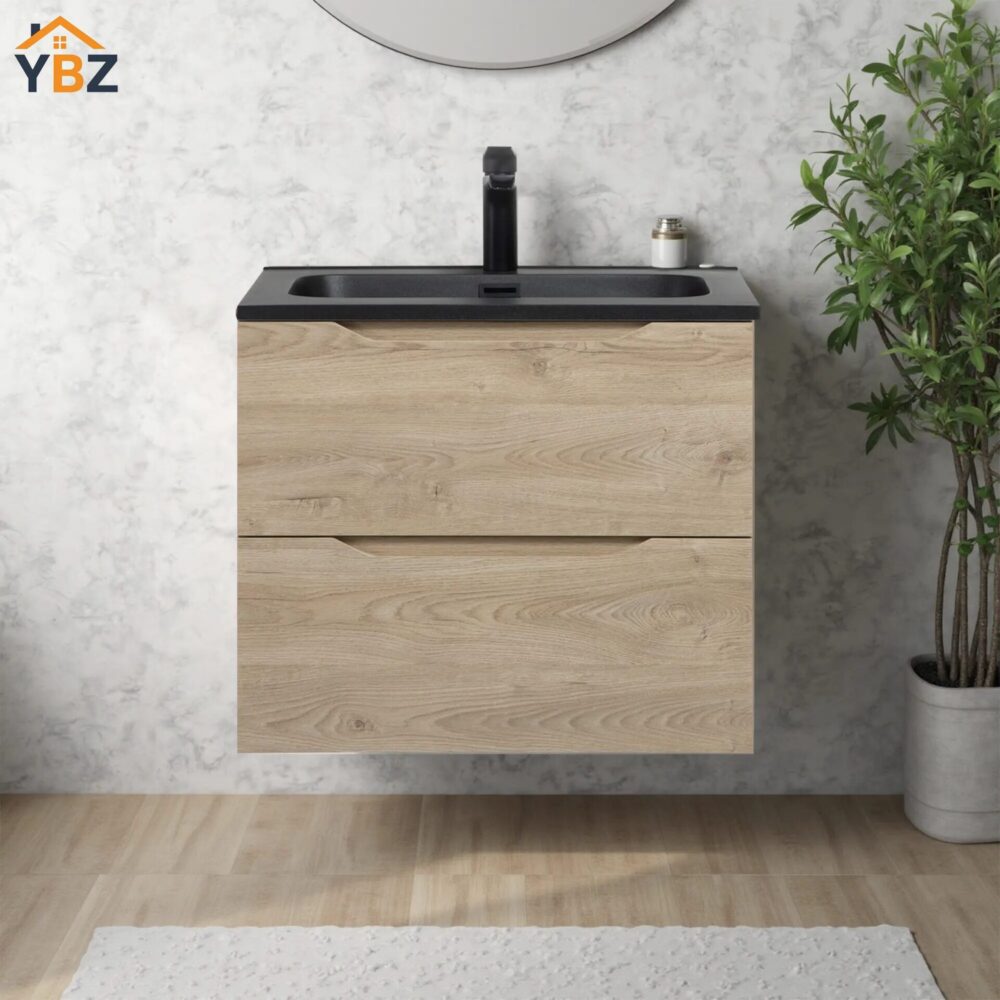 Combo 24'' 32''36''48''Floating Single Vanity with Matte Black Countertop