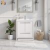 241 Allier 24''30''36''48'' White Freestanding Vanity with Single White Glossy Sink