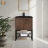 Allen 24'' 30'' Freestanding Single Vanity with Solid Surface Basin, Rose Wood