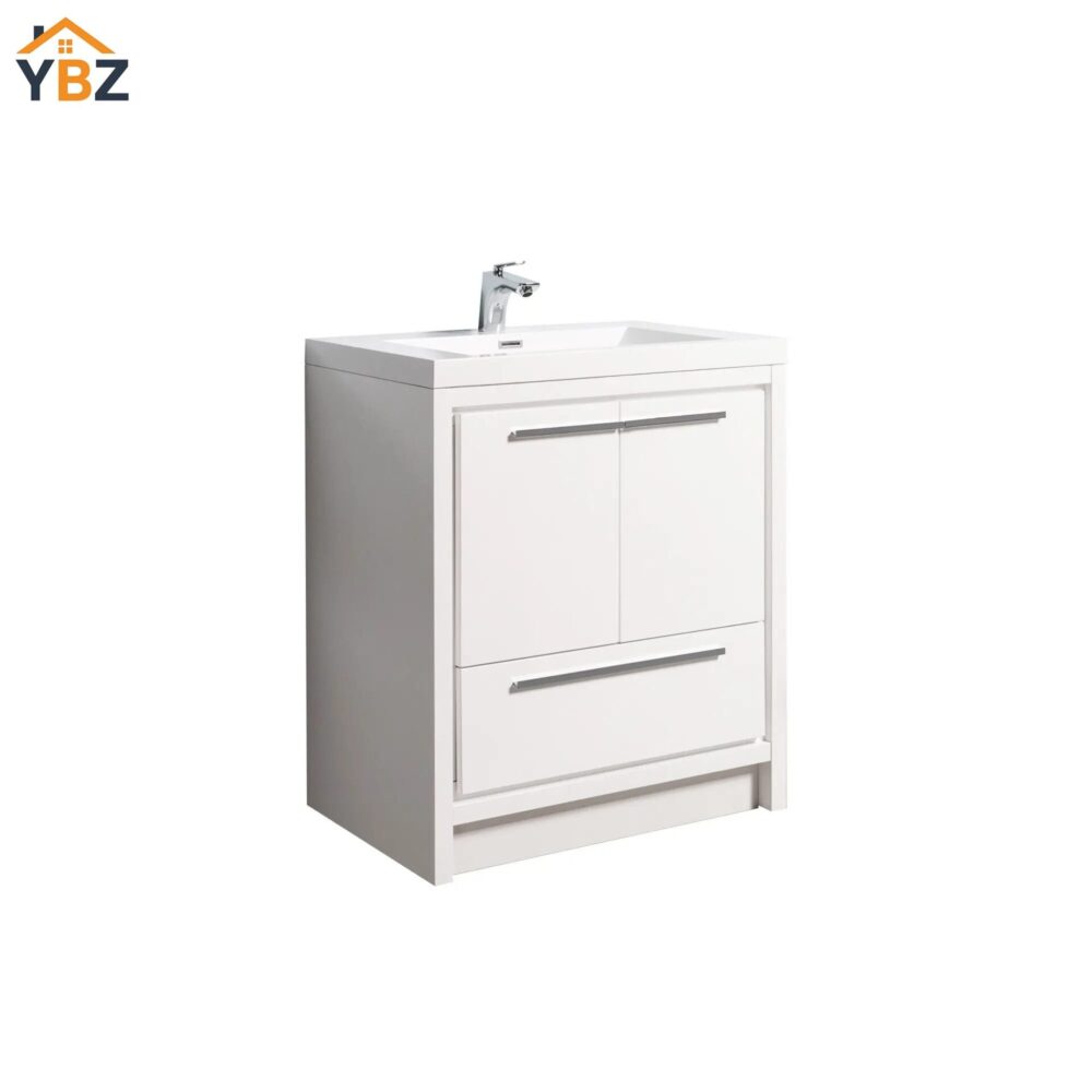 242 Allier 24''30''36''48'' White Freestanding Vanity with Single White Glossy Sink