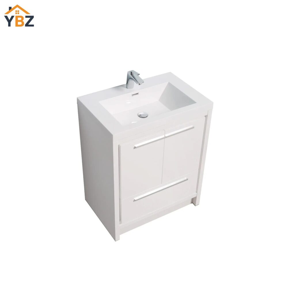 243 Allier 24''30''36''48'' White Freestanding Vanity with Single White Glossy Sink