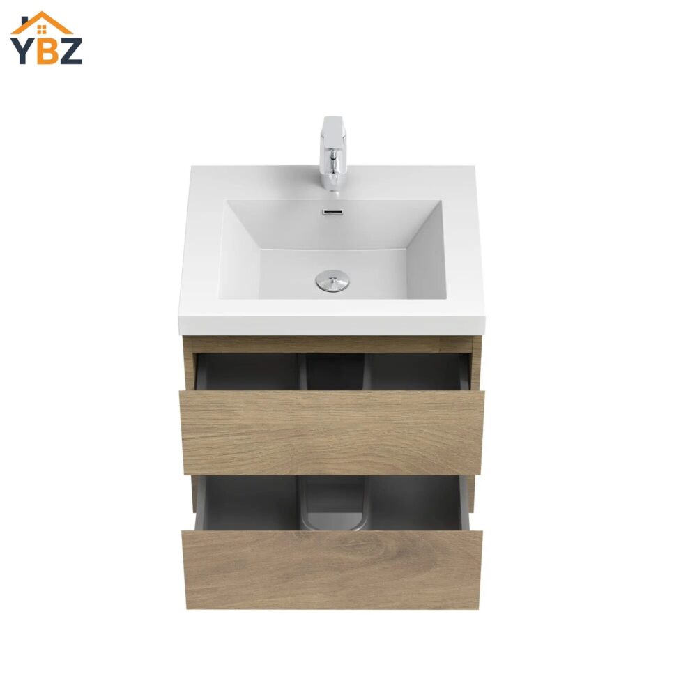 243 Angela 24''30''36''48''60'' Floating Single Vanity in Andean Oak texture with White Countertop