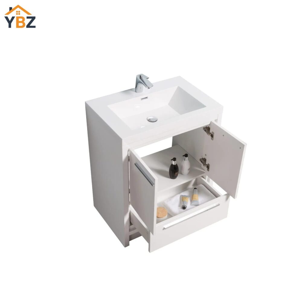 244 Allier 24''30''36''48'' White Freestanding Vanity with Single White Glossy Sink