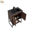 Allen 24'' 30'' Freestanding Single Vanity with Solid Surface Basin, Rose Wood
