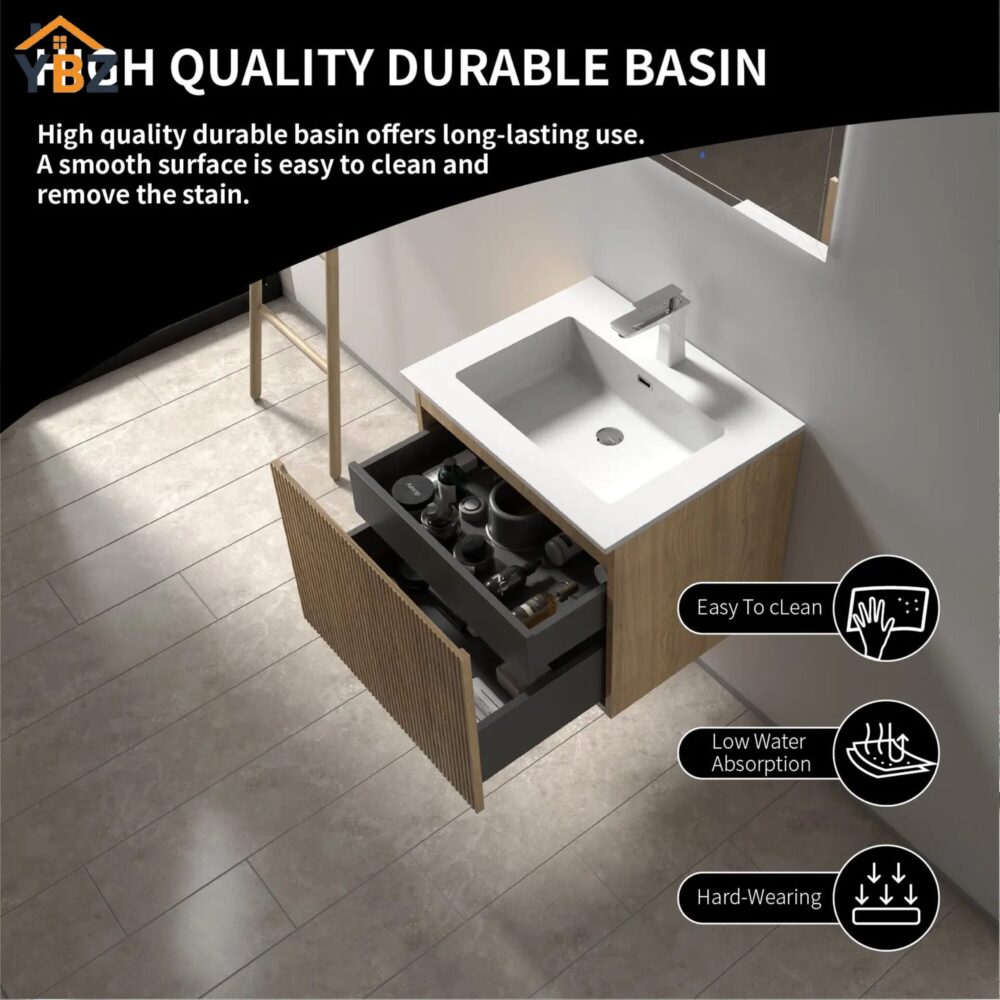 Liner 24''36''48''Floating Single Vanity with White Resin Top