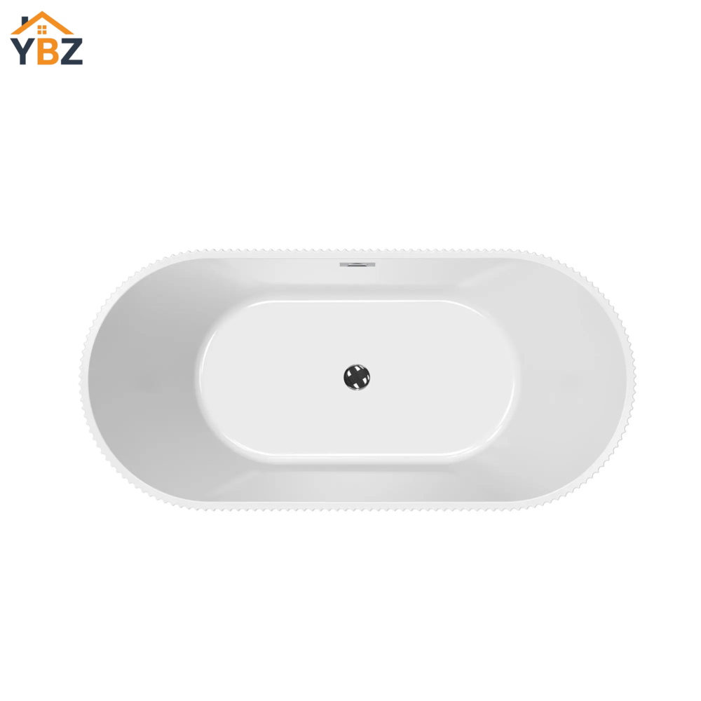 3 Harp Freestanding Acrylic Bathtub with Unique Ribbed Design 59''/67''