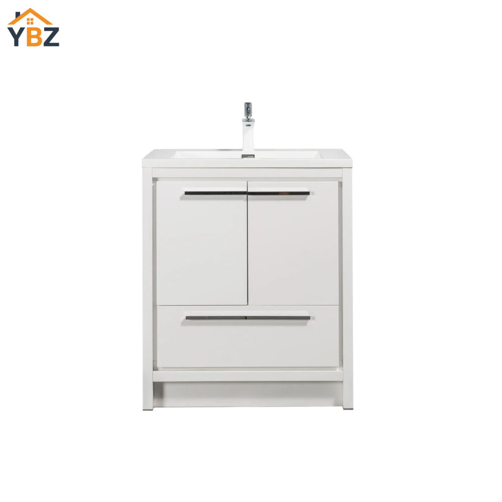 30 Allier 24''30''36''48'' White Freestanding Vanity with Single White Glossy Sink