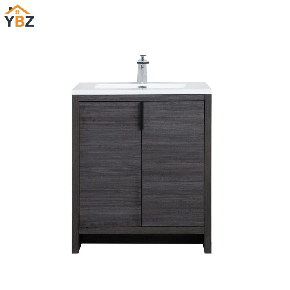 30 Evana 24''30''40''48''60'' Leached Oak Freestanding Bathroom Vanity with White Single Sink