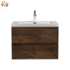 Angela 24''30''36''48''60'' Floating Single Vanity Rose Wood with White Countertop