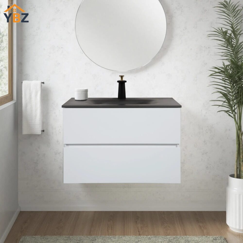 Emily 30" Floating Bathroom Vanity with Black Quartz Sands Countertop