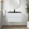 300 Emily 30" Floating Bathroom Vanity with Black Quartz Sands Countertop