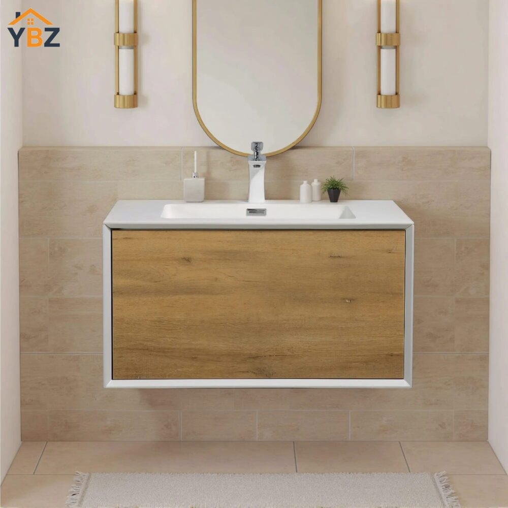 Furla 24"30"36" Floating Bathroom Single Vanity with White Integrated Resin Sink