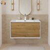 Furla 24"30"36" Floating Bathroom Single Vanity with White Integrated Resin Sink