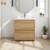 Angela-T 24'' 30''36''48”60”72” Single Sink Bathroom Vanity with White Countertop in Natural Oak