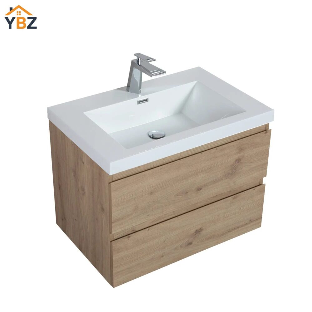 301 Angela 24''30''36''48''60'' Floating Single Vanity in Andean Oak texture with White Countertop