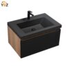 Crius 30''36''Black Floating Single Vanity with Black Quartz Sands Countertop