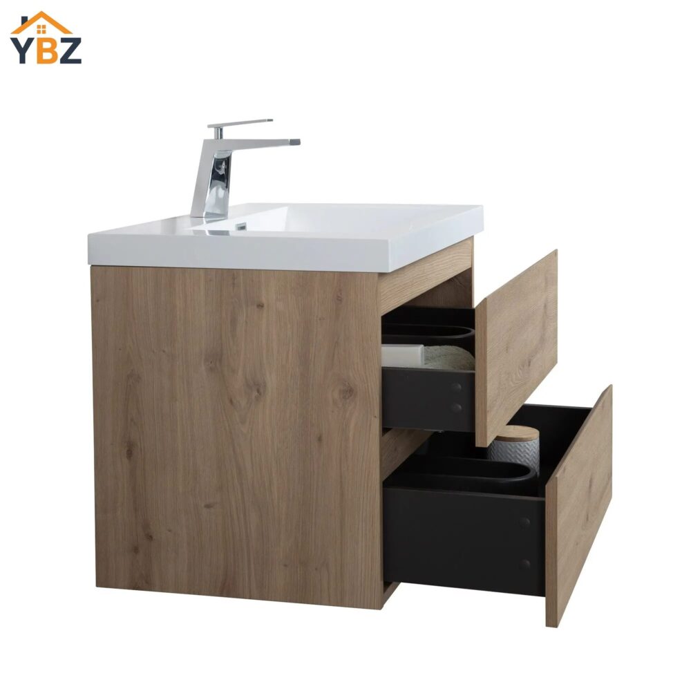 302 Angela 24''30''36''48''60'' Floating Single Vanity in Andean Oak texture with White Countertop