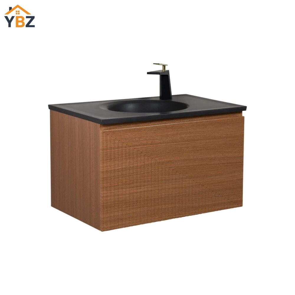 302 Simon 30''48''65'' Floating Bathroom Vanity with Single Matte Black Quartz Sink