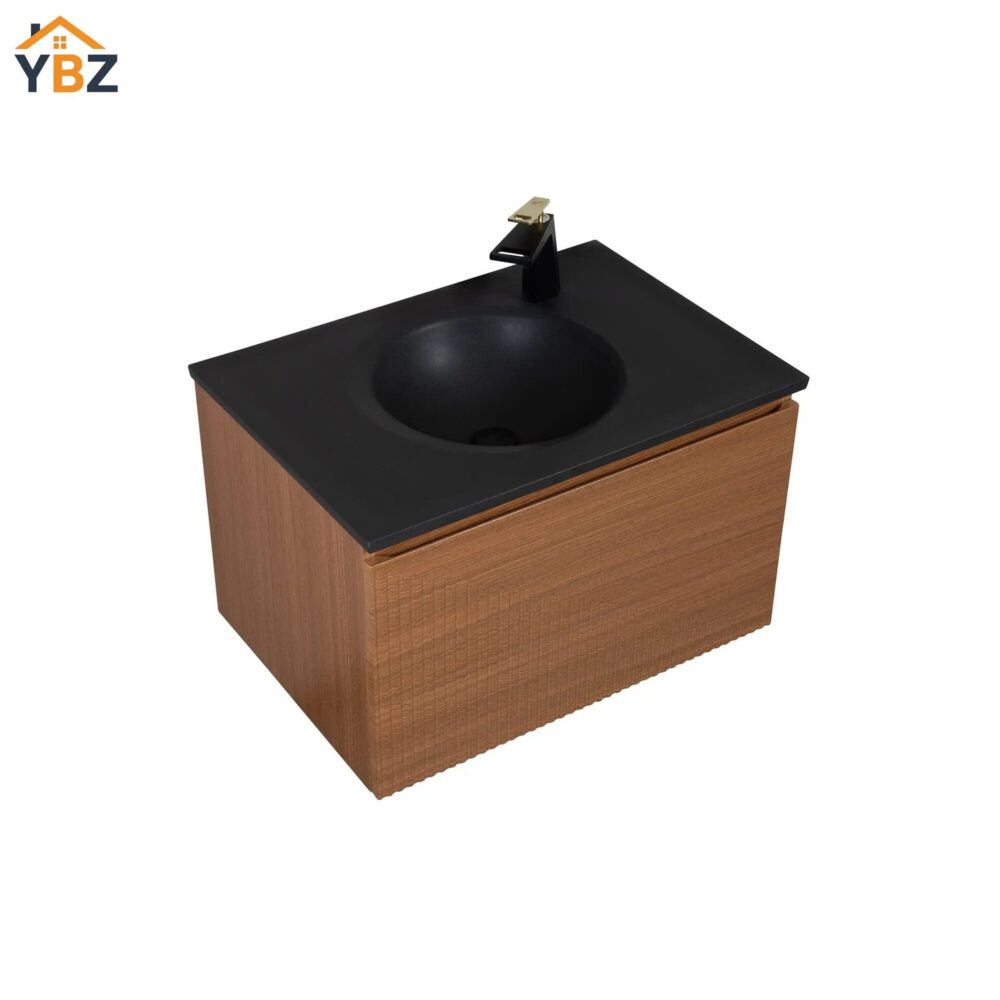 303 Simon 30''48''65'' Floating Bathroom Vanity with Single Matte Black Quartz Sink