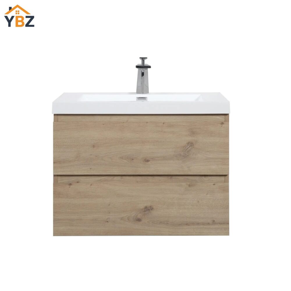 303 Angela 24''30''36''48''60'' Floating Single Vanity in Andean Oak texture with White Countertop