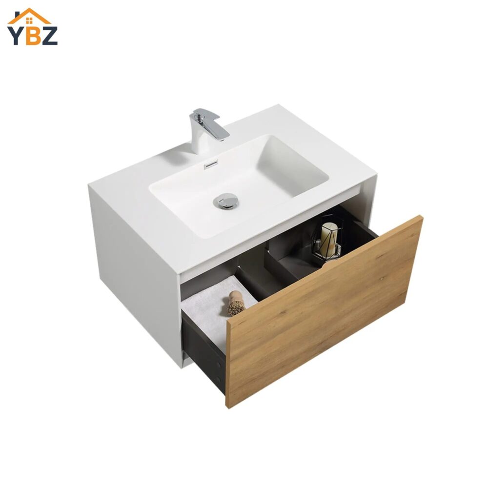 Furla 24"30"36" Floating Bathroom Single Vanity with White Integrated Resin Sink