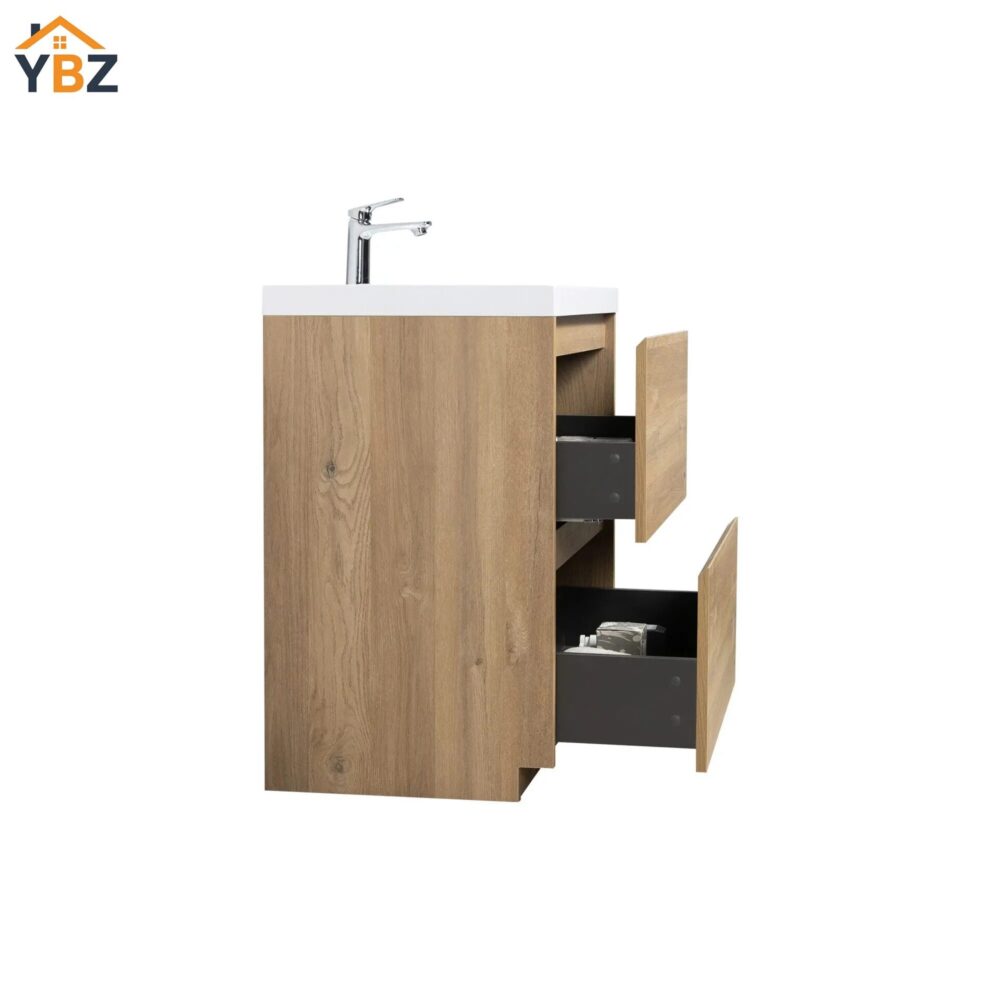 Angela-T 24'' 30''36''48”60”72” Single Sink Bathroom Vanity with White Countertop in Natural Oak