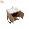 33 Allen 30'' Freestanding Single Vanity with Solid Surface Basin, Cement Grey/T.Oak